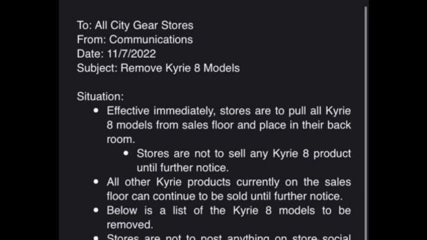 Reported email sent from Nike to retailers.